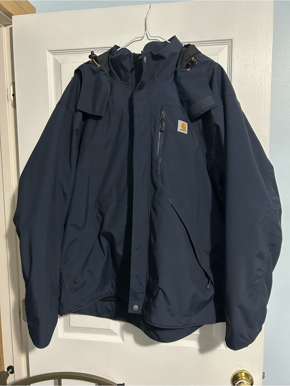 Discontinued Carhartt Navy Hooded Waterproof Work Raincoat